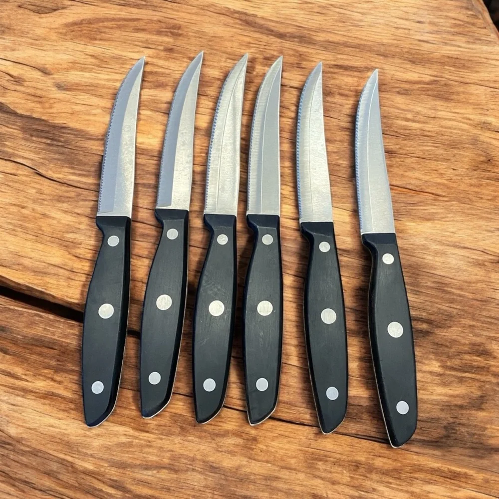 KitchenAid 6-Piece Steak Knife Set with Wood Block EUC